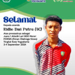 Ridho Dwi Putra Siswa MTs Muhammadiyah Karangkajen Raih Juara 1 Lari 800m di PORSIS (Pekan Olahraga Siswa) Tingkat Kota Yogyakarta